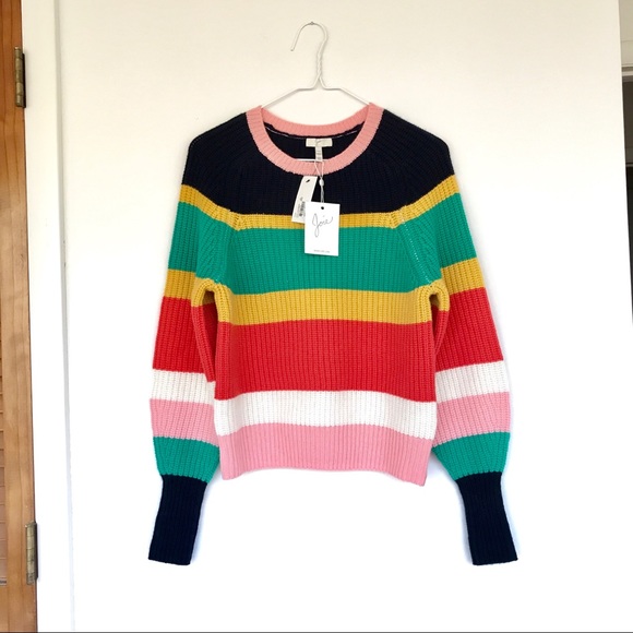 NWT Joie chunky striped crochet knit wool cashmere sweater - Picture 3 of 6